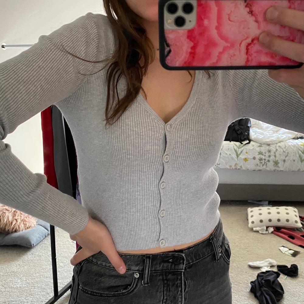 Hollister Gray Cardigan Sweater